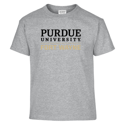  Youth Grey T Shirt - Purdue University Fort Wayne Primary Institutional Mark