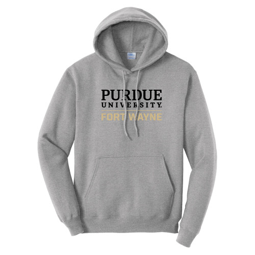  Tall Athletic Heather Fleece Hoodie - Purdue University Fort Wayne Primary Institutional Mark