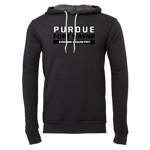  Bella + Canvas Dark Grey Heather Fleece Hood - Purdue University Fort Wayne Cross Country