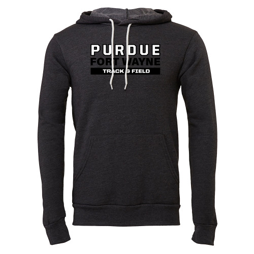  Bella + Canvas Dark Grey Heather Fleece Hood - Purdue University Fort Wayne Track and Field