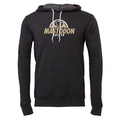  Bella + Canvas Dark Grey Heather Fleece Hood - Purdue University Fort Wayne Soccer Graphic