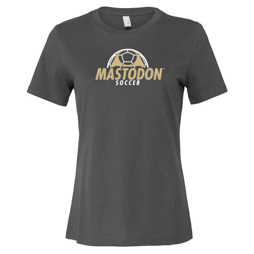 Bella + Canvas Womens Asphalt Relaxed Cotton T Shirt - Purdue University Fort Wayne Soccer Graphic
