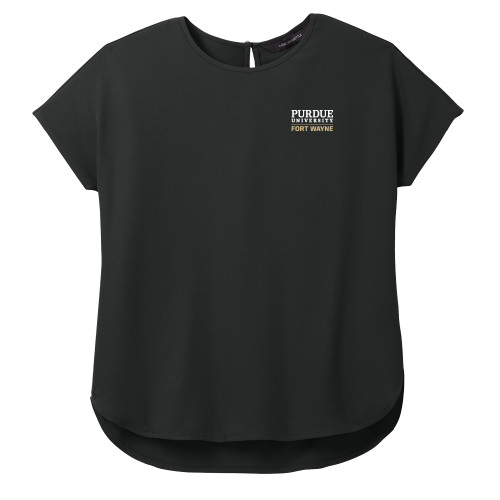  Mercer + Mettle Womens Black Stretch Crepe Crew - Purdue University Fort Wayne Primary Institutional Mark