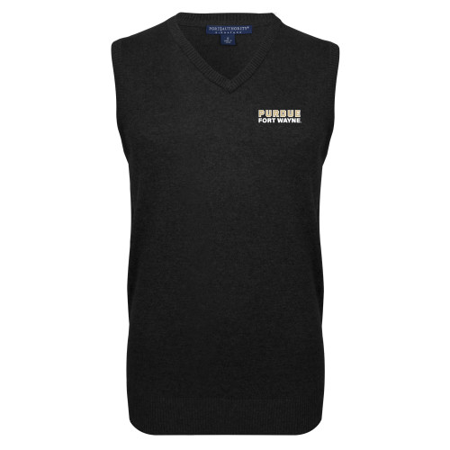  Black VNeck Sweater Vest - Purdue University Fort Wayne Primary Athletic Wordmark