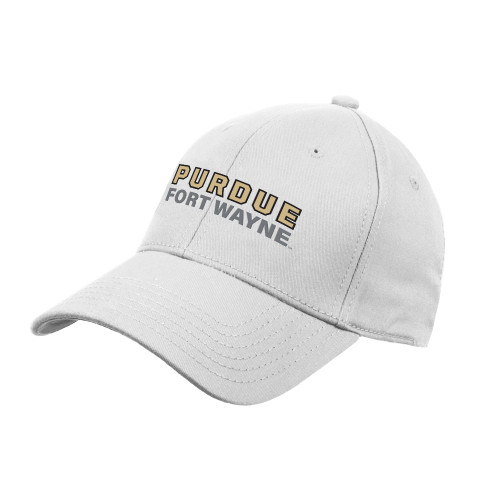 White Structured Adjustable Pro Style Hat - Purdue University Fort Wayne Primary Athletic Wordmark