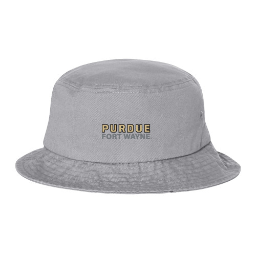  Sportsman Grey Bucket Hat - Purdue University Fort Wayne Primary Athletic Wordmark