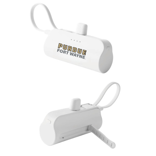 Sidekick White 4500 mAh Power Bank - Purdue University Fort Wayne Primary Athletic Wordmark
