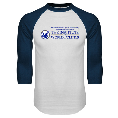  White/Navy Raglan Baseball T Shirt - Primary