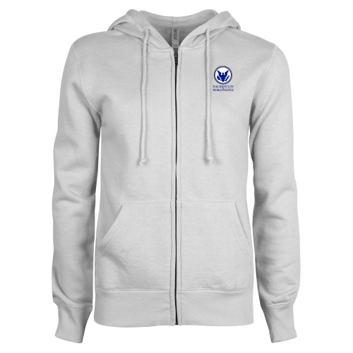  ENZA Womens White Fleece Full Zip Hoodie - Primary Stack