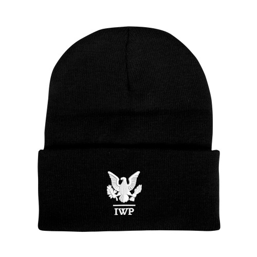 Black Knit Beanie w/Cuff - IWP Eagle