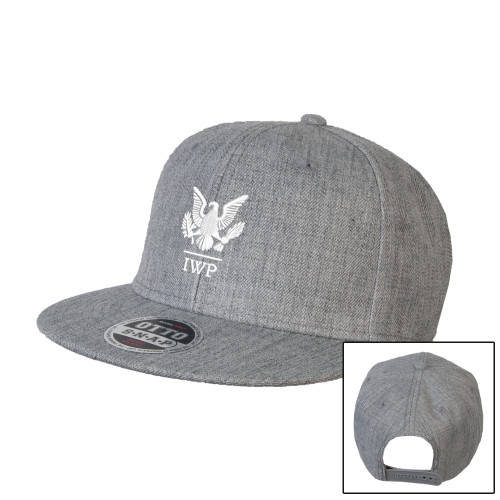  Heather Grey Wool Blend Flat Bill Snapback Hat - IWP Eagle