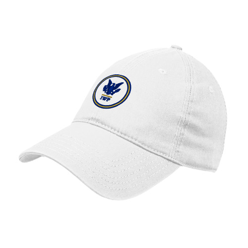  White Unstructured Adjustable Low Profile Hat - IWP Circle