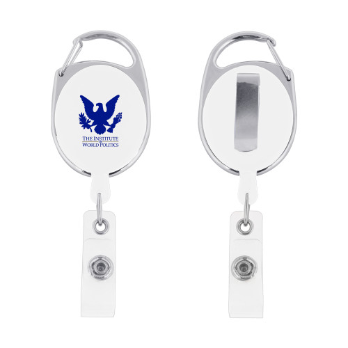  White Oval Retractable Badge Holder w/Clip - IWP Eagle