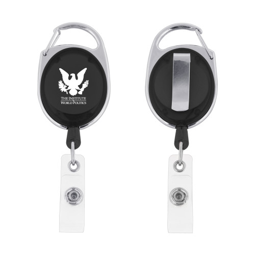  Black Oval Retractable Badge Holder w/Clip - IWP Eagle
