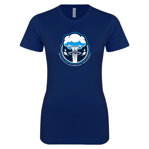  Next Level Womens Navy Boyfriend Tee - Sonic Boom Smoke