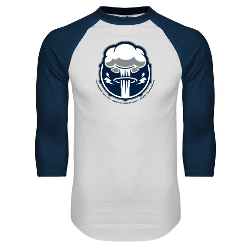  White/Navy Raglan Baseball T Shirt - Sonic Boom Smoke