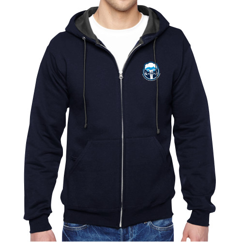  Navy Fleece Full Zip Hoodie - Sonic Boom Smoke