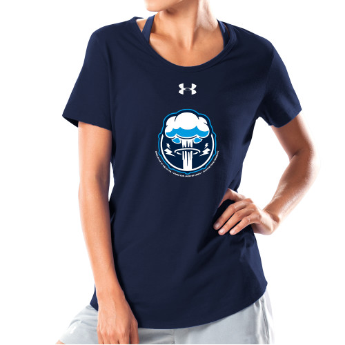  Under Armour Womens Navy Charged Cotton Tee - Sonic Boom Smoke