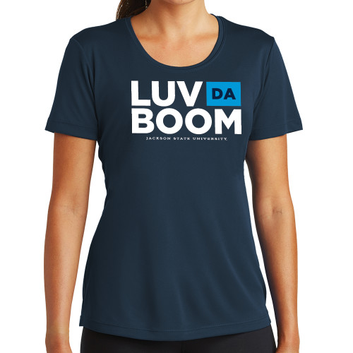  Womens Navy Performance Tee - Luv Da Boom