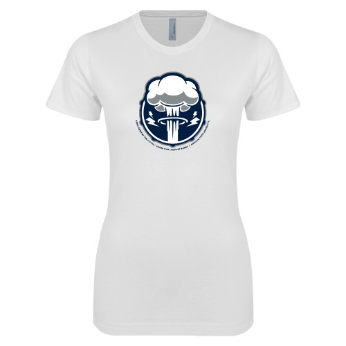  Next Level Womens White Boyfriend Tee - Sonic Boom Smoke