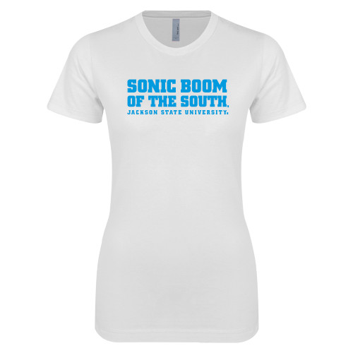  Next Level Womens White Boyfriend Tee - Sonic Boom of the South