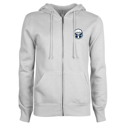  ENZA Womens White Fleece Full Zip Hoodie - Sonic Boom Smoke