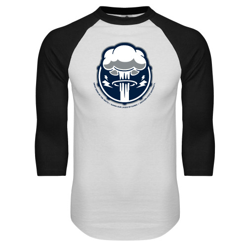  White/Black Raglan Baseball T Shirt - Sonic Boom Smoke