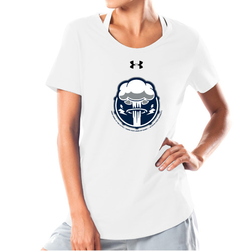  Under Armour Womens White Charged Cotton Tee - Sonic Boom Smoke