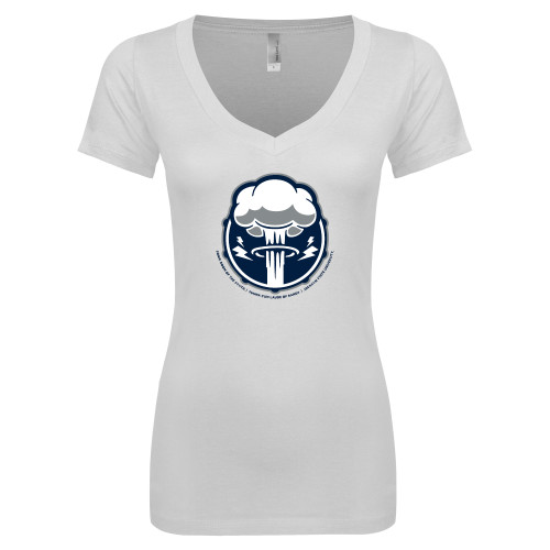  Next Level Womens White Ideal V Tee - Sonic Boom Smoke
