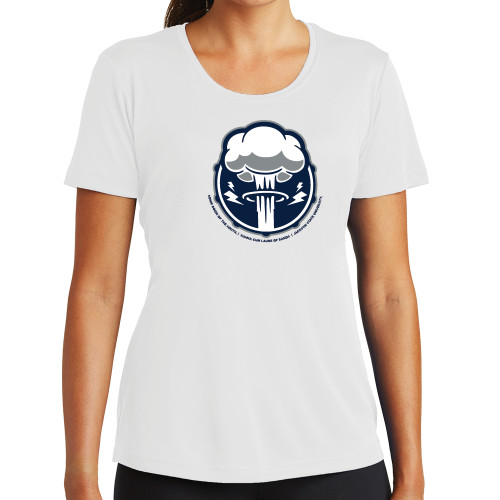  Womens White Performance Tee - Sonic Boom Smoke