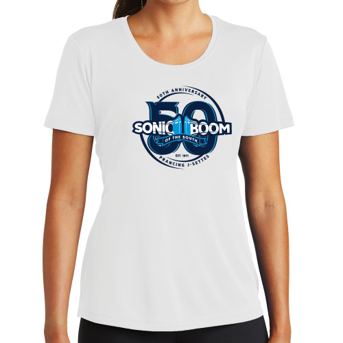  Womens White Performance Tee - 50th Anniversary