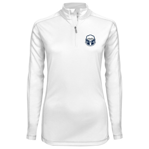  Syntrel Womens White Interlock 1/4 Zip - Sonic Boom Smoke