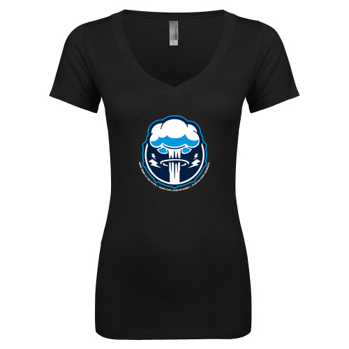  Next Level Womens Black Ideal V Tee - Sonic Boom Smoke