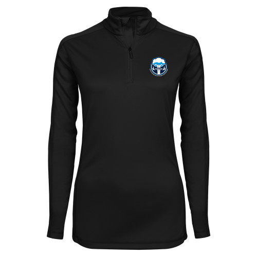  Syntrel Womens Black Interlock 1/4 Zip - Sonic Boom Smoke