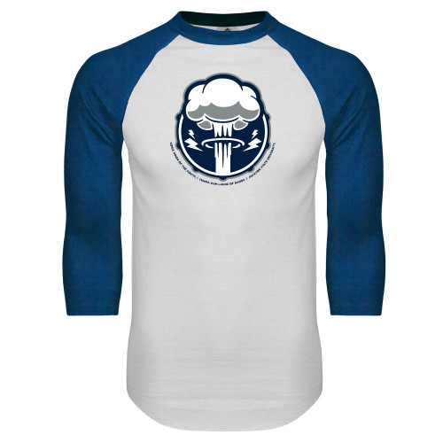  White/Royal Raglan Baseball T Shirt - Sonic Boom Smoke
