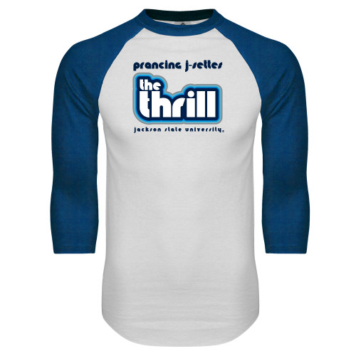  White/Royal Raglan Baseball T Shirt - The Thrill