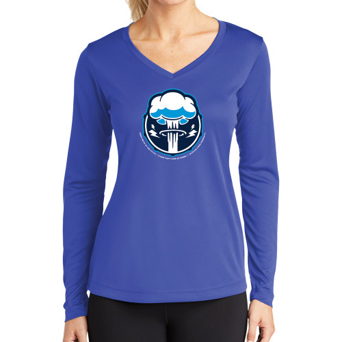  Womens Royal Performance Long Sleeve V Neck Shirt - Sonic Boom Smoke