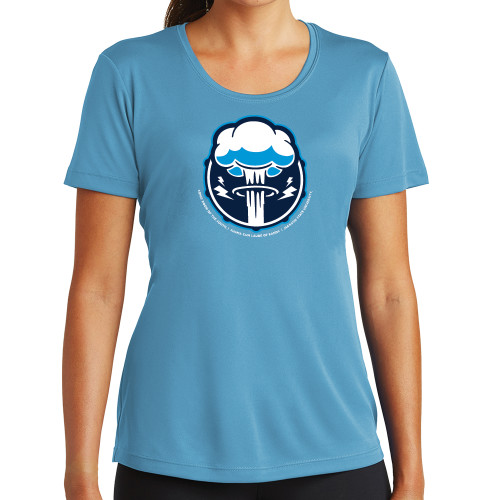  Womens Light Blue Performance Short Sleeve Tee - Sonic Boom Smoke