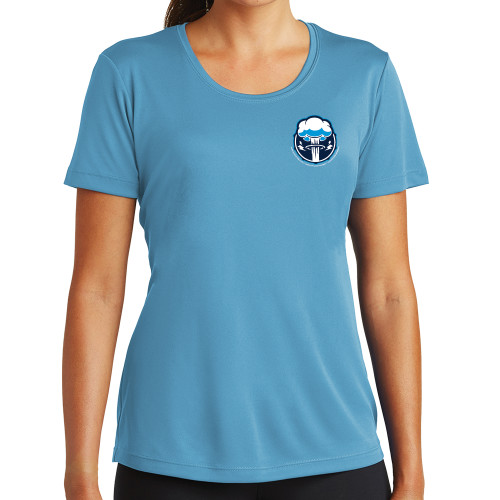  Womens Light Blue Performance Short Sleeve Tee - Sonic Boom Smoke