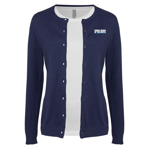  Womens Navy Cardigan Sweater - Sonic Boom of the South