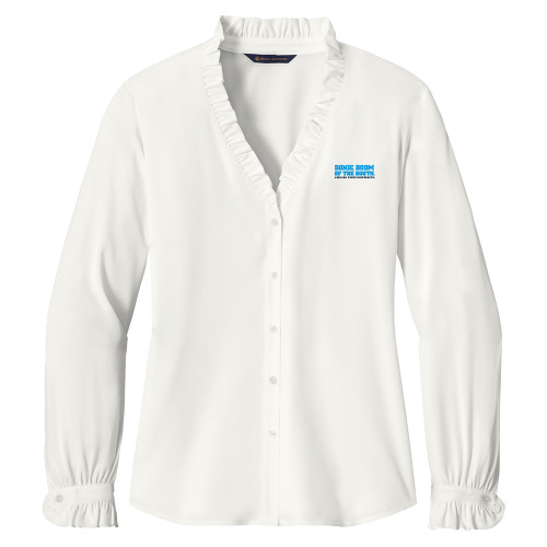  Brooks Brothers Womens Off White Long Sleeve Ruffle Collar Blouse - Sonic Boom of the South
