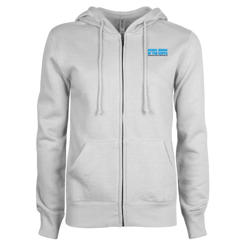  ENZA Womens White Fleece Full Zip Hoodie - Sonic Boom of the South
