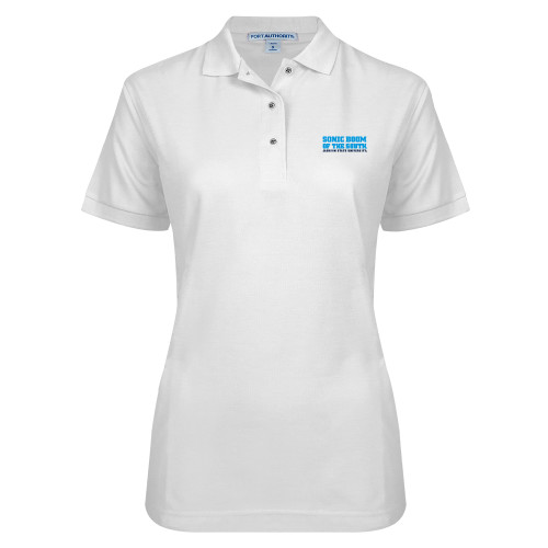  Womens Silk Touch White Pique Polo - Sonic Boom of the South