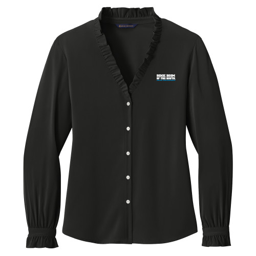  Brooks Brothers Womens Black Long Sleeve Ruffle Collar Blouse - Sonic Boom of the South