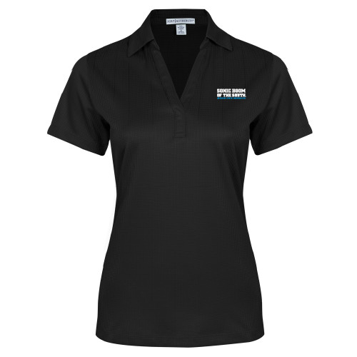  Womens Black Performance Fine Jacquard Polo - Sonic Boom of the South