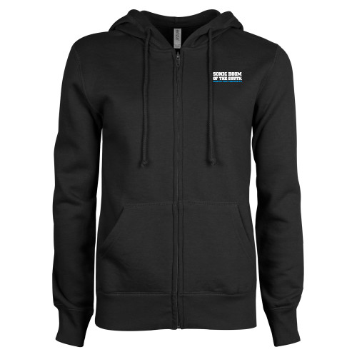  ENZA Womens Black Fleece Full Zip Hoodie - Sonic Boom of the South