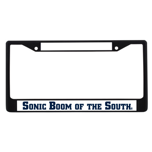  Metal License Plate Frame in Black - Sonic Boom of the South Flat