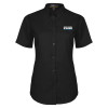 Thumbnail image for  Womens Black Twill Button Up Short Sleeve