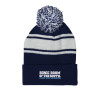 Thumbnail image for  Navy/White Two Tone Knit Pom Beanie w/Cuff