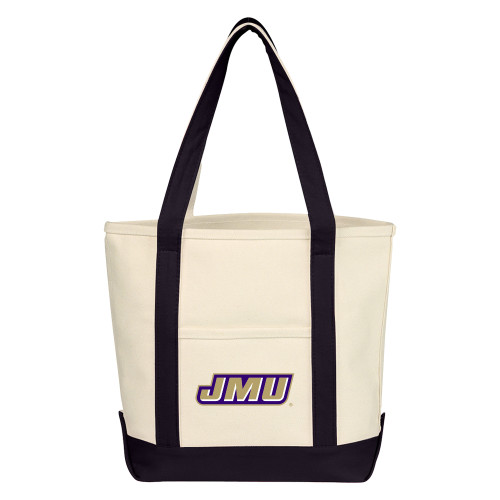 James Madison Cotton Canvas Natural/Black Tote Bag